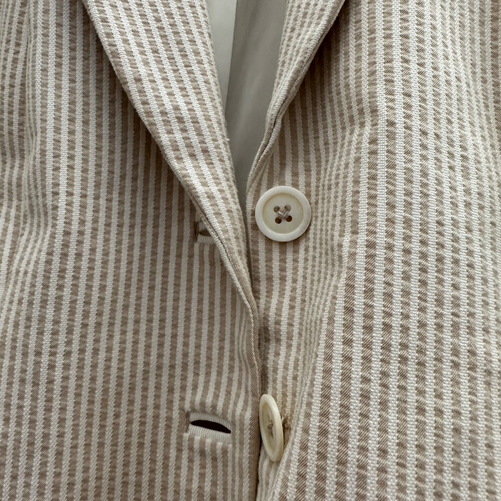 Ellie Tahari beige/ natural tan striped seersucker blazer - size 2 - Picture 4 of 9